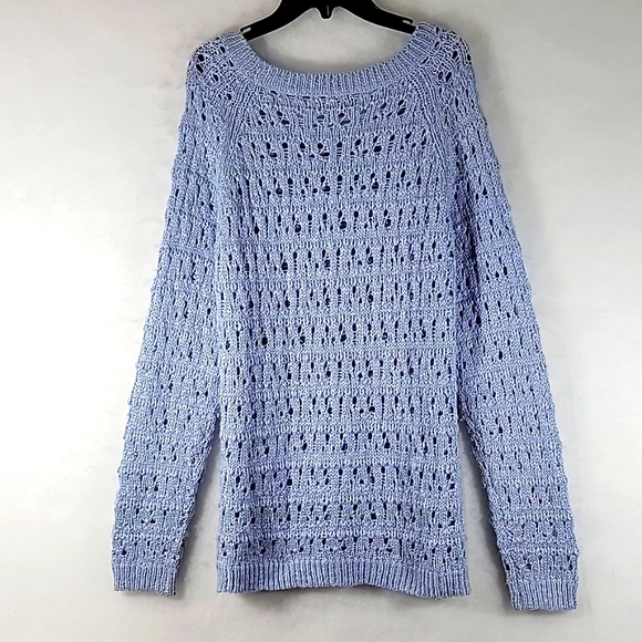 Jeans By Buffalo Open Knit Long Sleeve Pullover Sweater Size L - Picture 7 of 7